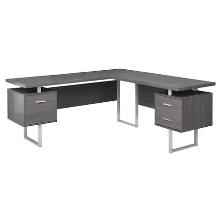 Monarch Specialties Computer Desk, Home Office, Corner, Storage Drawers, 70"L, L Shape, Work, Laptop, Metal, Grey I 7306